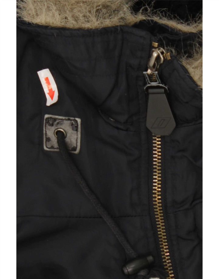 Giubbotto bomber con cappuccio da donna Dkny UK 16 grande nylon blu navy
