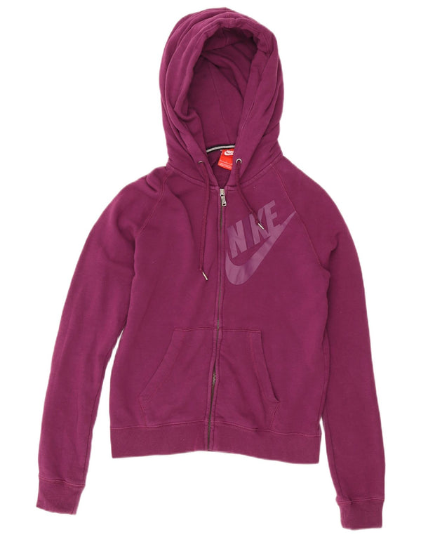 Maglione con cappuccio e zip grafica da donna NIKE UK 10 piccolo cotone viola
