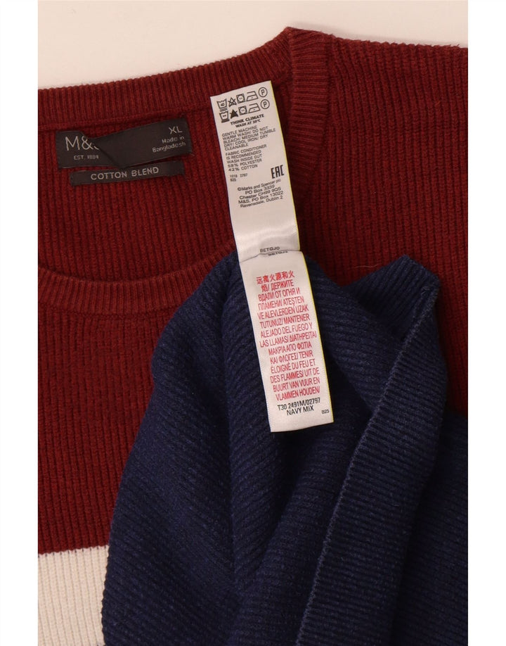 Maglione maglione girocollo da uomo Marks & Spencer XL blu navy a blocchi di colore