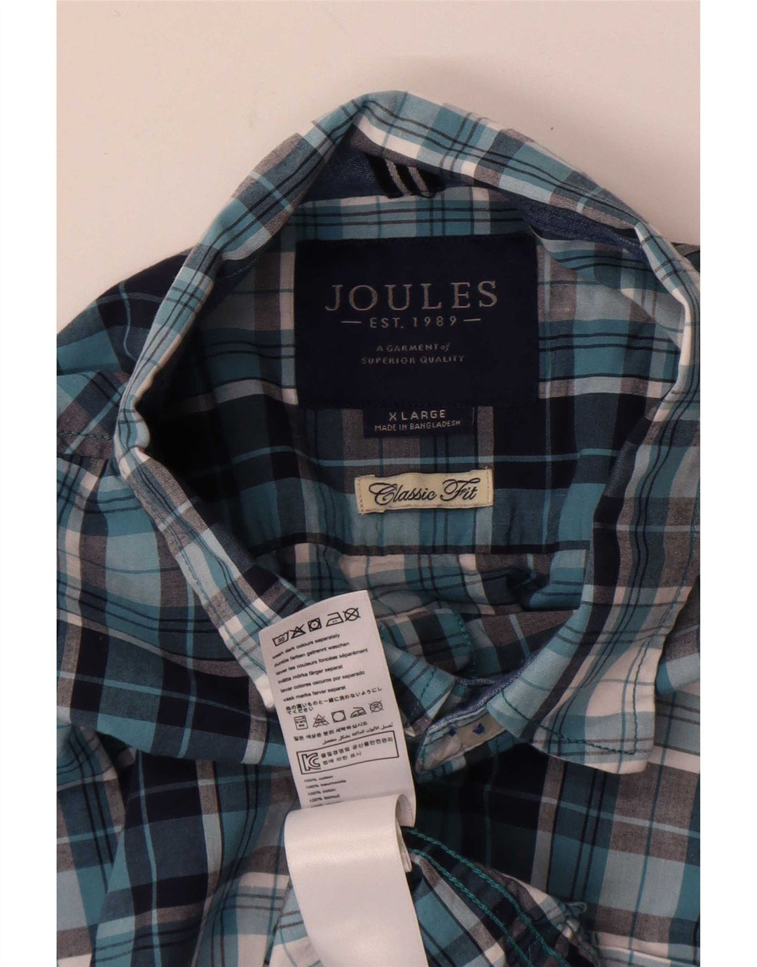 Camicia Joules da uomo vestibilità classica XL in cotone a quadri blu