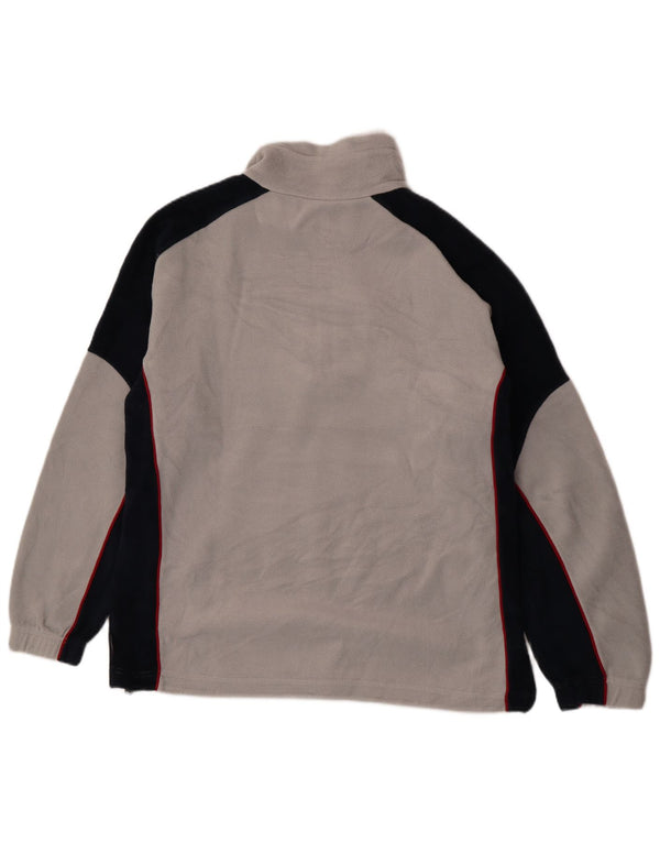 Maglione in pile da uomo vintage con zip e collo XL in poliestere color block grigio
