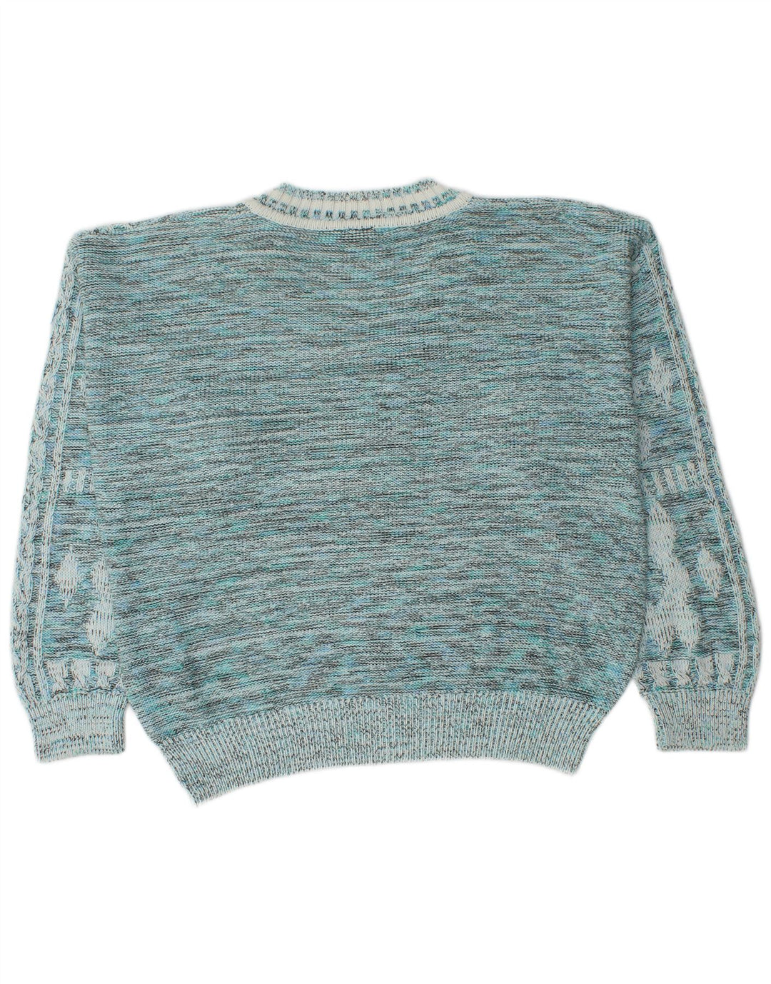 Maglione vintage da uomo con scollo a V IT 52 Grande cotone geometrico blu