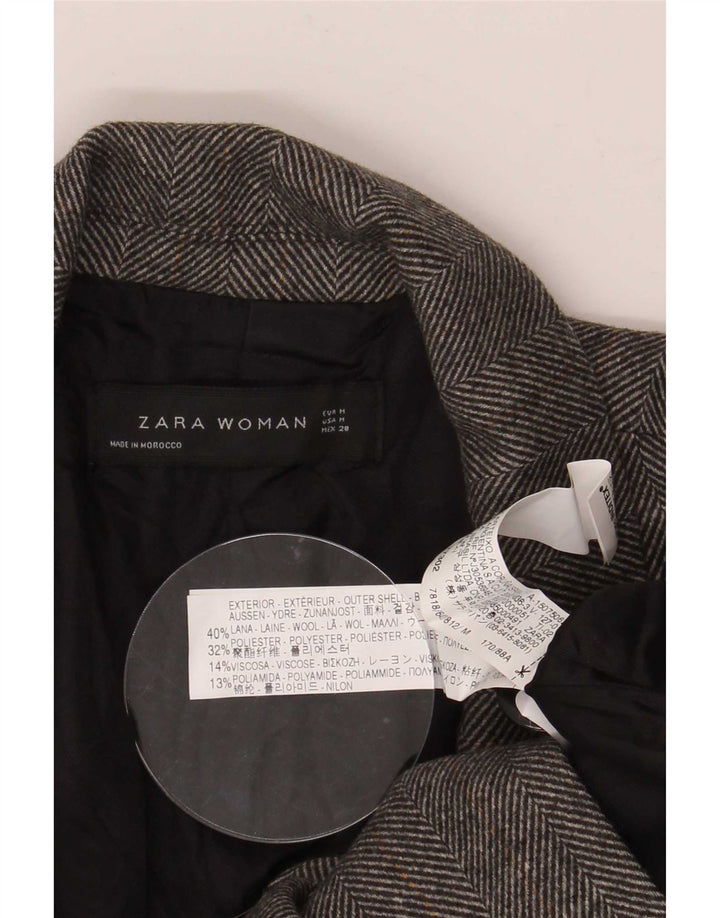 Giacca blazer doppiopetto da donna Zara UK 12 grigio medio a spina di pesce
