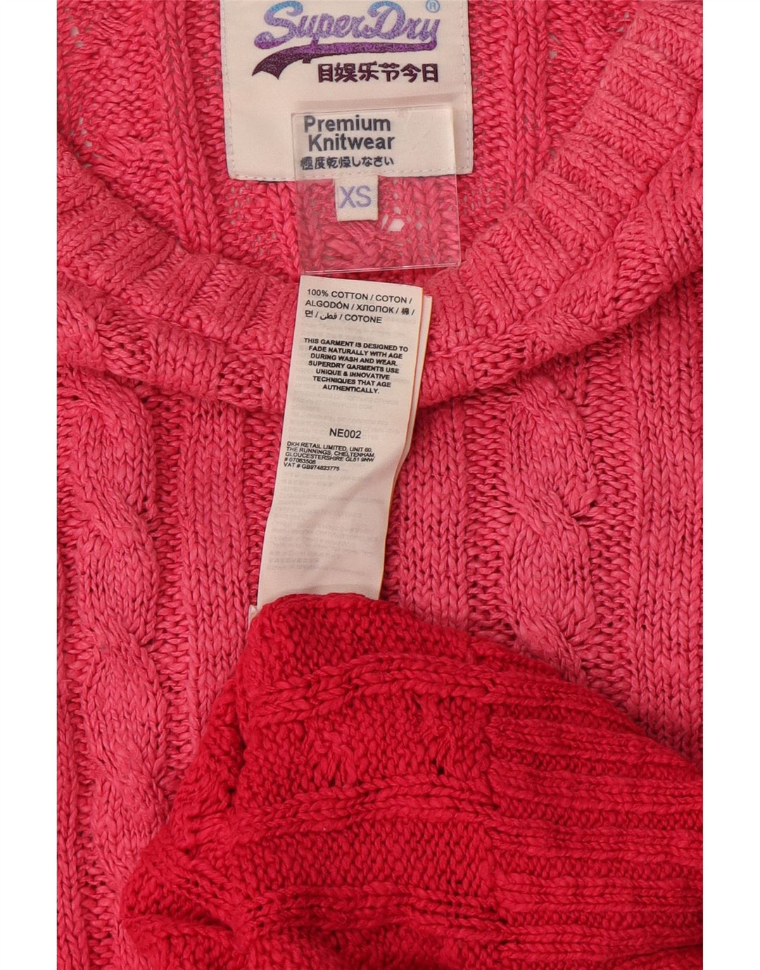 Maglione maglione girocollo da donna Superdry UK 6 XS cotone color block rosa