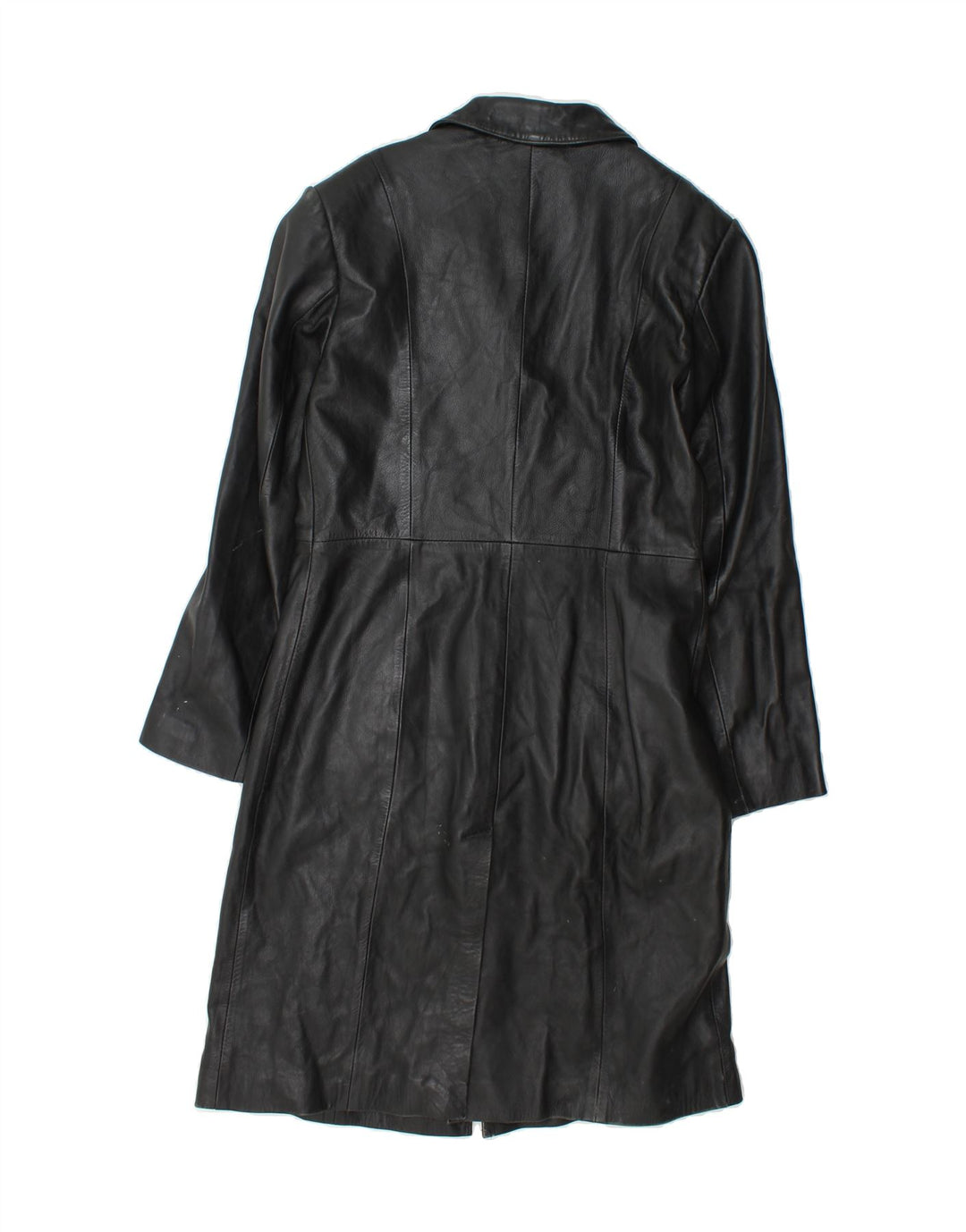 VINTAGE Womens Leather Coat UK 12 Medium Black Leather Vintage Vintage and Second-Hand Vintage from Messina Hembry 