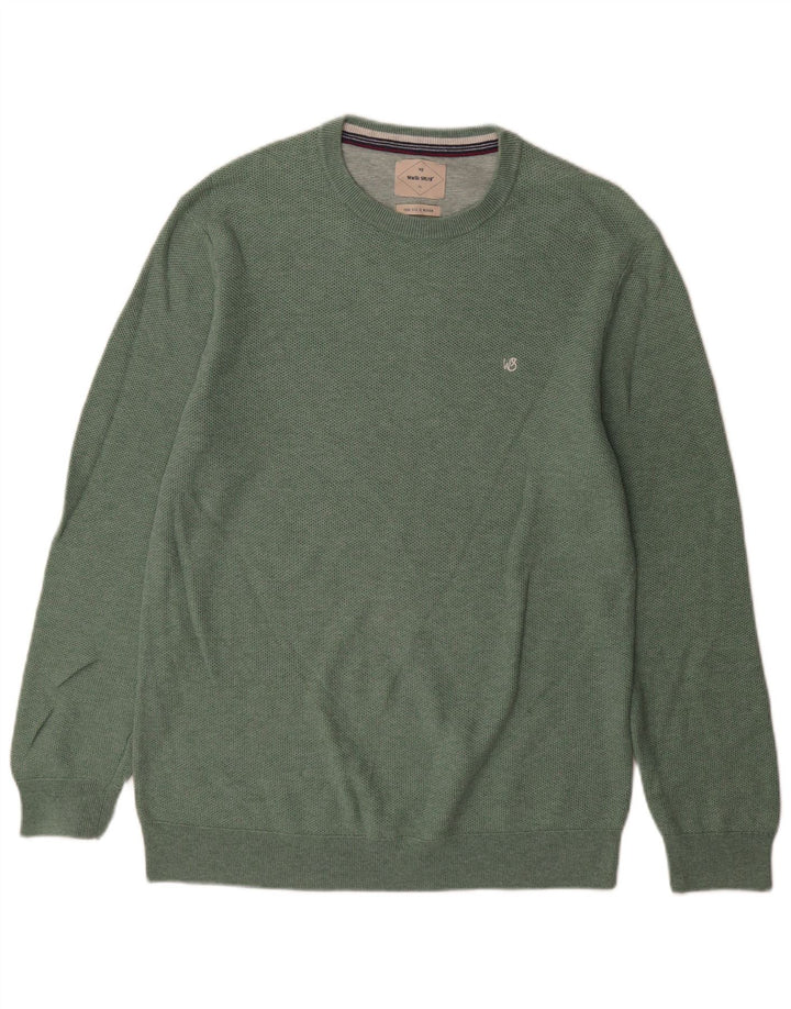 Maglione maglione girocollo da uomo White Stuff in cotone verde medio