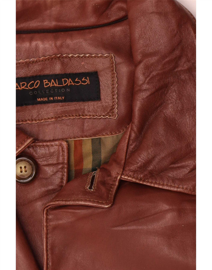 Cappotto in pelle da uomo Marco Baldassari UK 42 XL Marrone