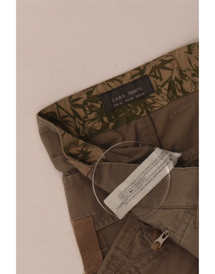 Pantaloncini cargo da uomo Zara EU 38 piccoli W30 cotone kaki