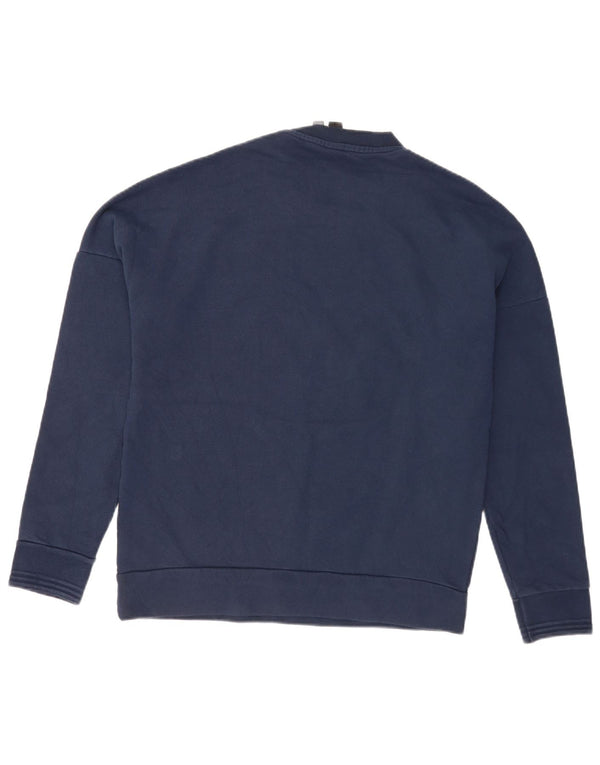Felpa da uomo con vestibilità regolare grafica Adidas, maglione grande, cotone blu navy
