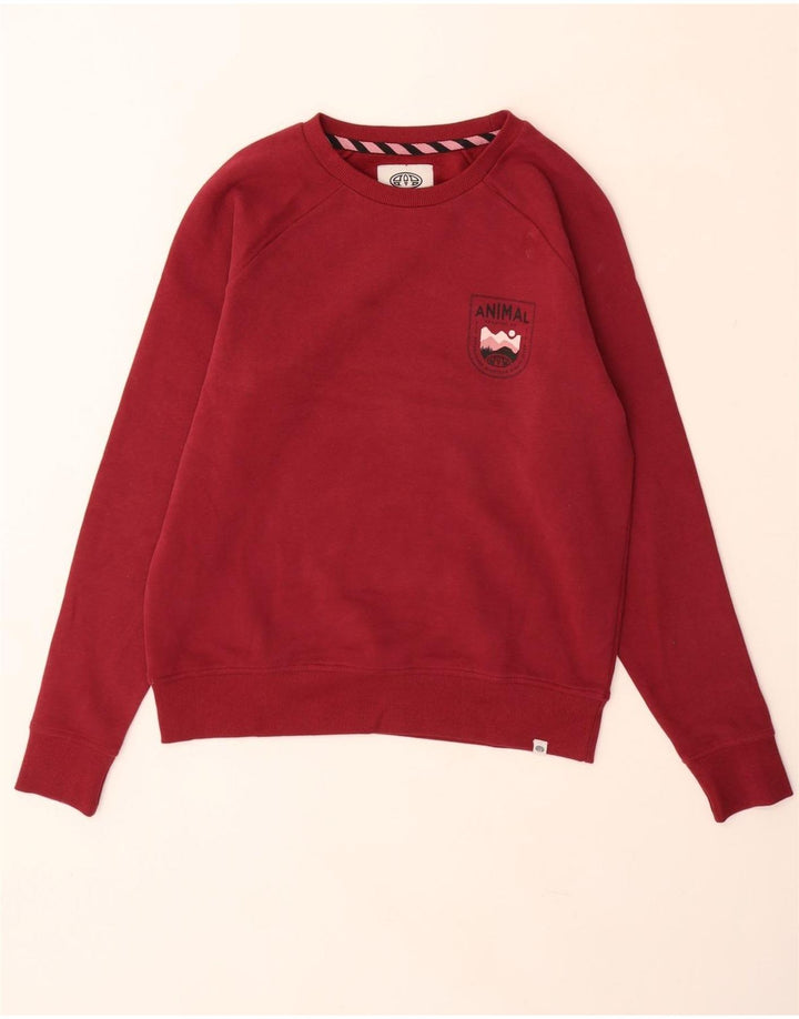 ANIMAL Felpa oversize con grafica da donna UK 10 Piccola Bordeaux