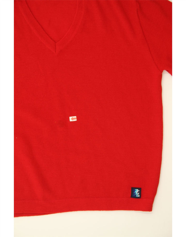 VINTAGE Mens V-Neck Jumper Sweater Large Red Vintage Vintage and Second-Hand Vintage from Messina Hembry 