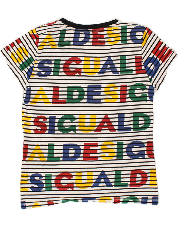 DESIGUAL T-shirt grafica da donna Top UK 14 medio a righe multicolore