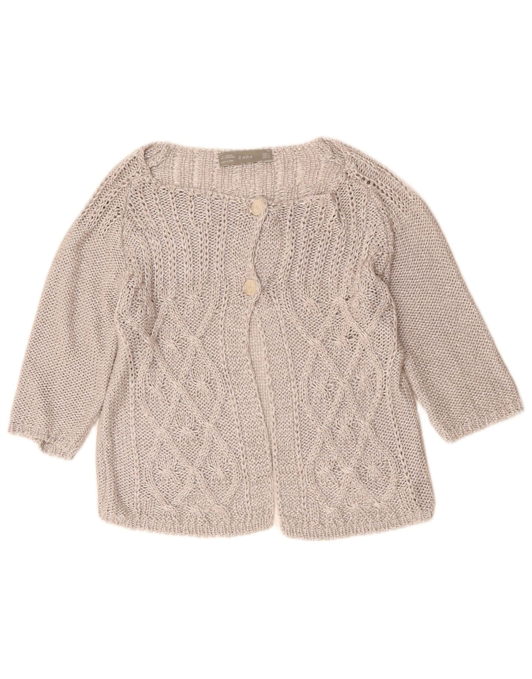 Maglione cardigan con maniche a 3/4 ZARA da donna UK 12 Grigio medio