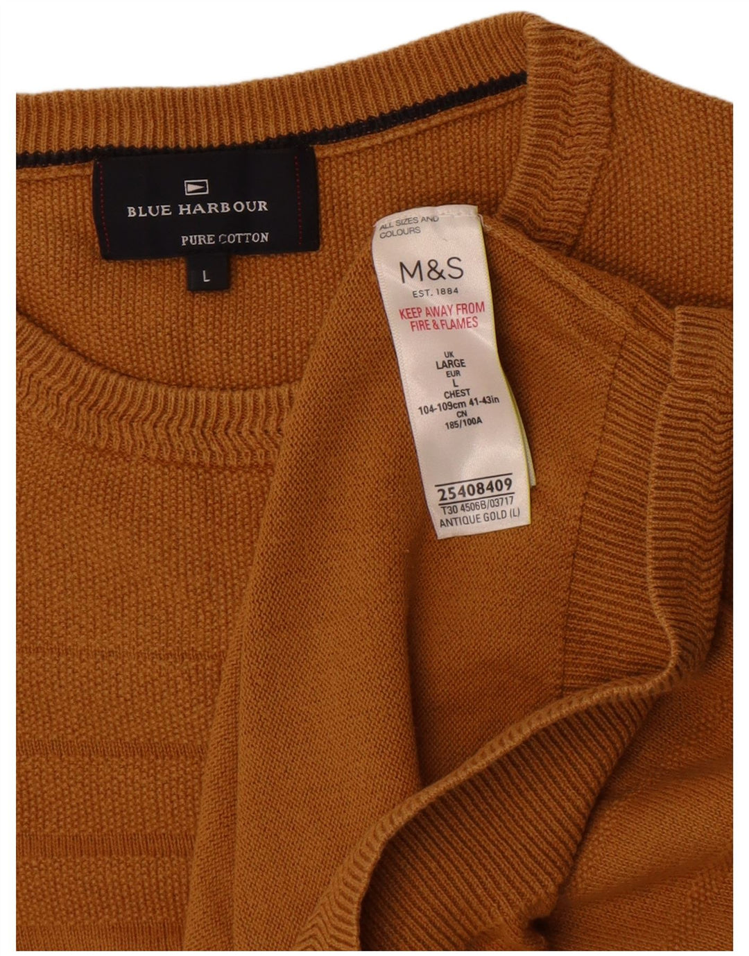 Maglione maglione girocollo da uomo Marks & Spencer blu Harbour grande oro