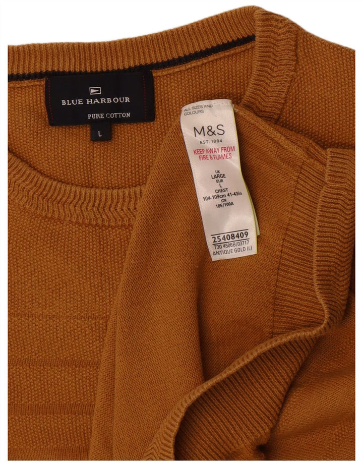 Maglione maglione girocollo da uomo Marks & Spencer blu Harbour grande oro