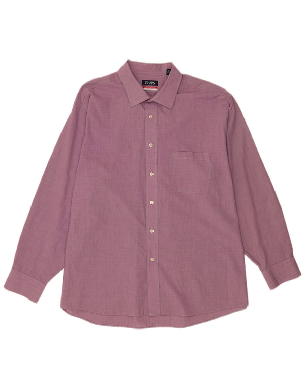 Chaps Camicia da uomo senza rughe taglia 18 1/2 2XL pied de poule viola