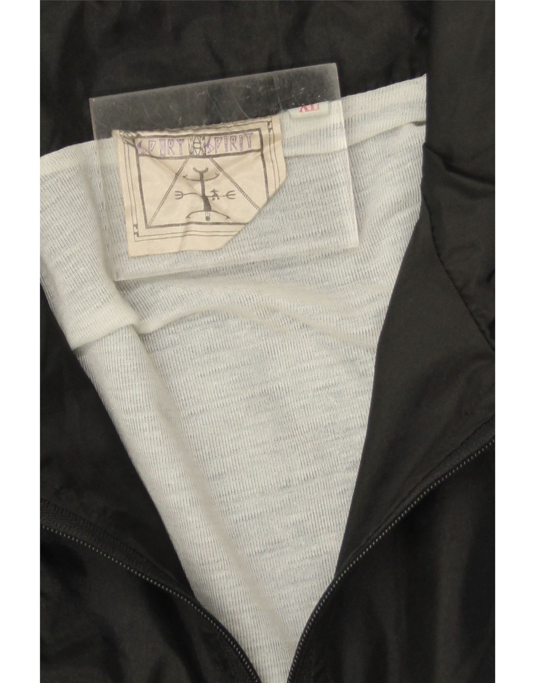 Giacca da ginnastica vintage da uomo XL in poliammide color block nero