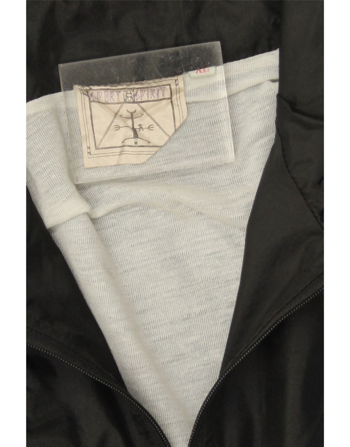 Giacca da ginnastica vintage da uomo XL in poliammide color block nero