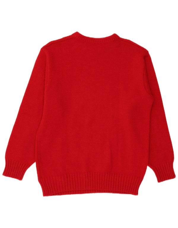 Maglione maglione girocollo da uomo americano di colore rosso medio Fair Isle