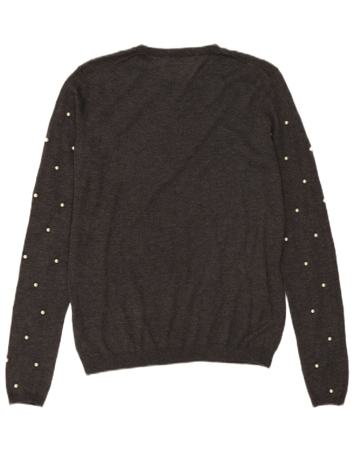Maglione maglione girocollo da donna Zara UK 10 piccolo grigio modal