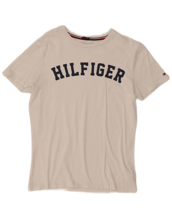 T-shirt grafica da donna Tommy Hilfiger Top UK 10 piccola cotone bianco