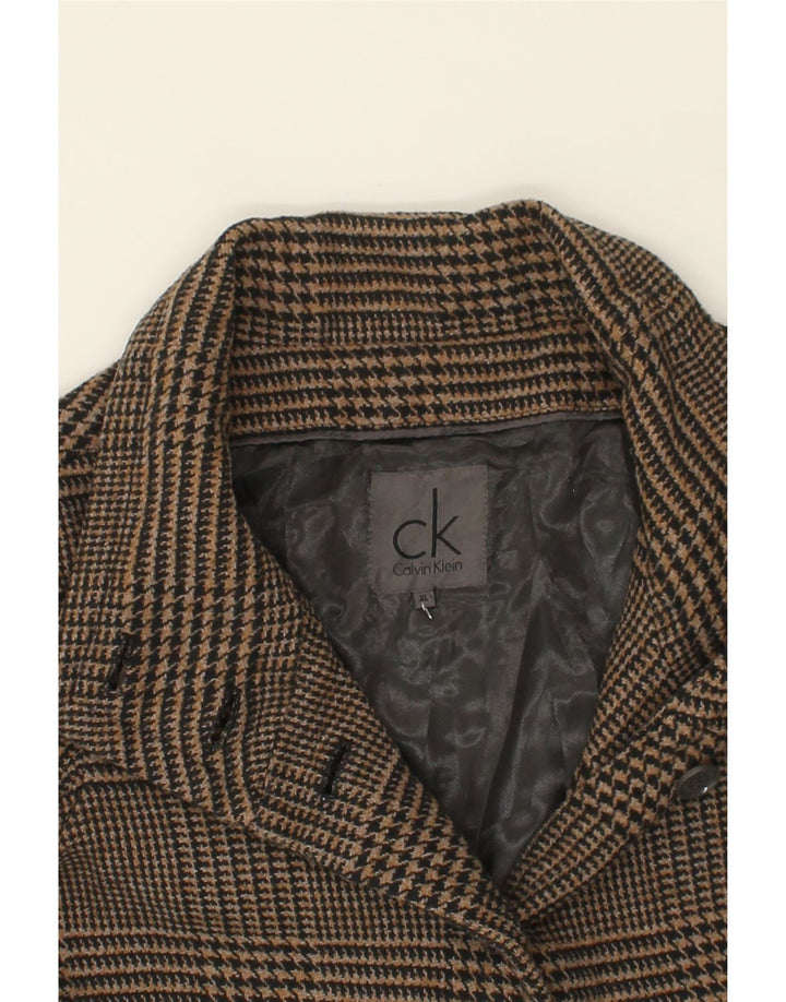 CALVIN KLEIN Womens Overcoat UK 18 XL Brown Houndstooth Polyester Vintage Calvin Klein and Second-Hand Calvin Klein from Messina Hembry 