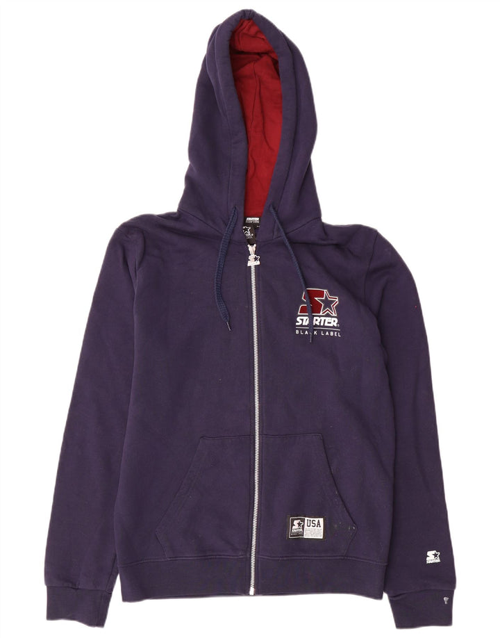 Maglione con cappuccio e zip da uomo Starter in cotone blu navy medio