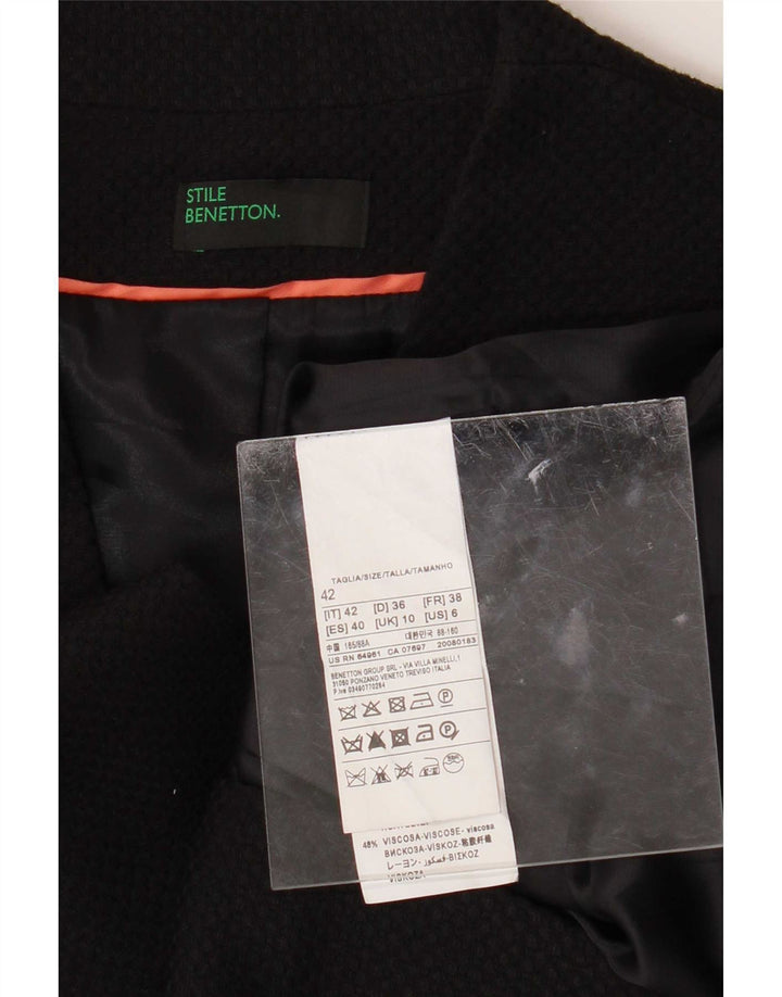 Benetton Giacca blazer da donna a 1 bottone IT 42 Medio Nero Poliestere
