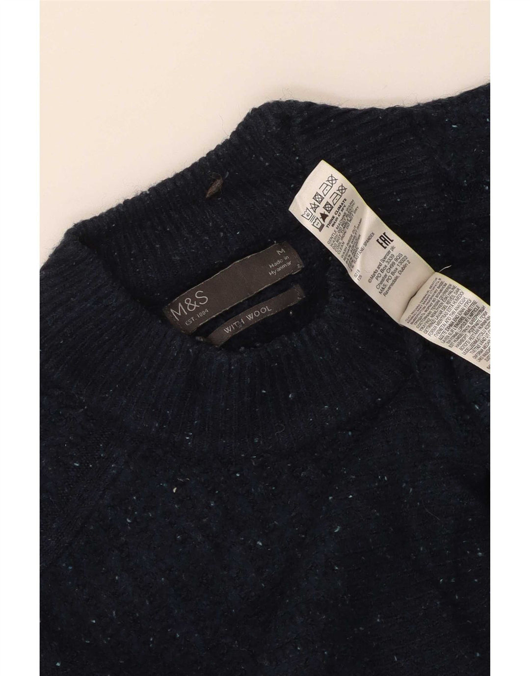 Maglione maglione girocollo da uomo Marks & Spencer medio blu navy screziato