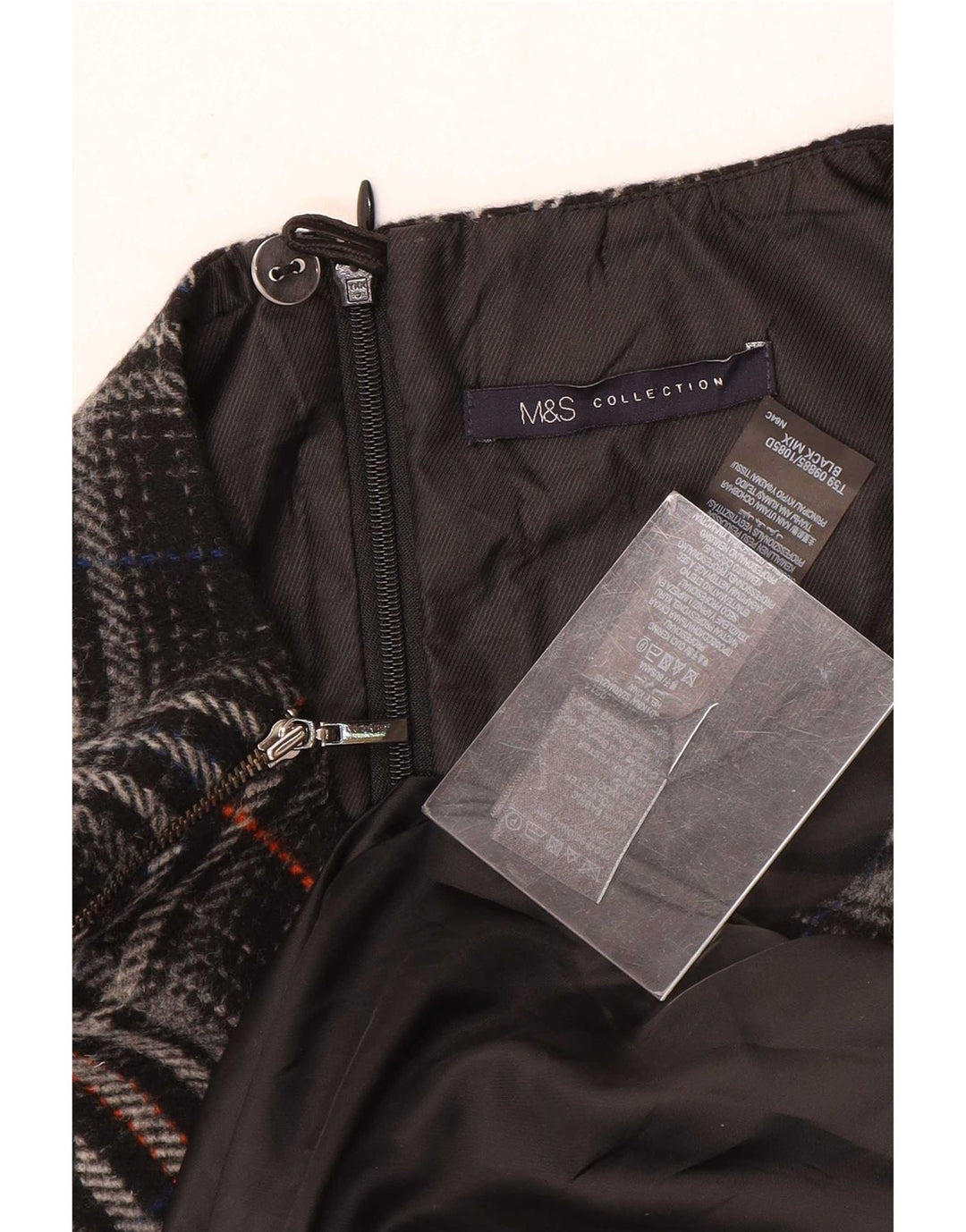 Abito a trapezio senza maniche da donna Marks & Spencer UK 12 Mdium Plaid nero