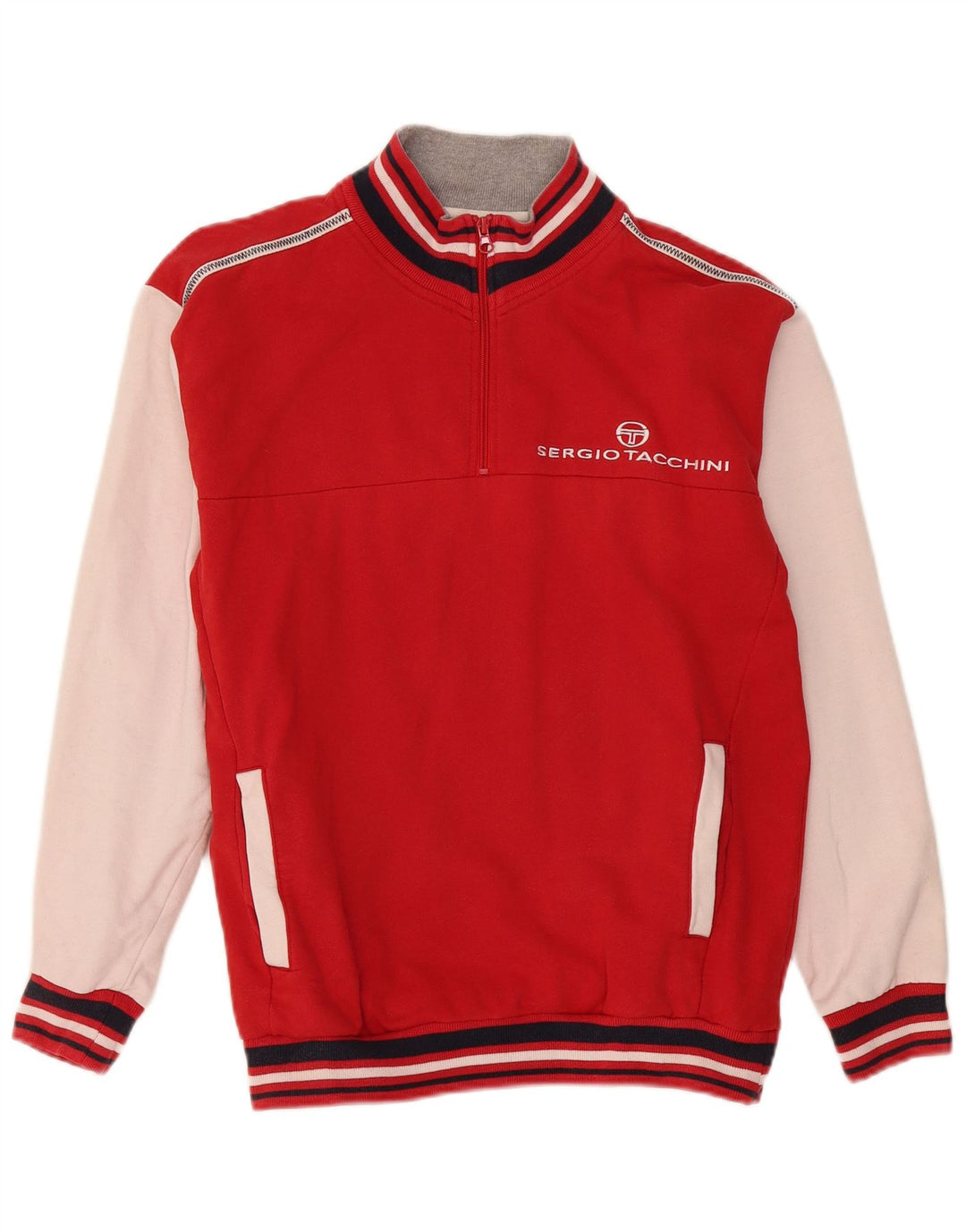 Sergio Tacchini Felpa grafica da uomo Maglione Large Rosso Colorblock