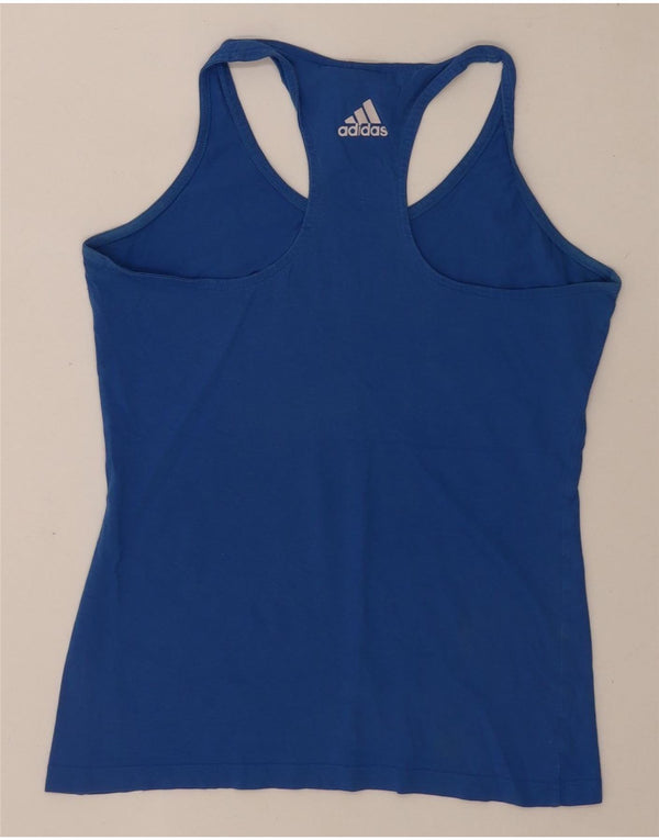 Canottiera grafica da donna Adidas UK 8/10 piccolo cotone blu