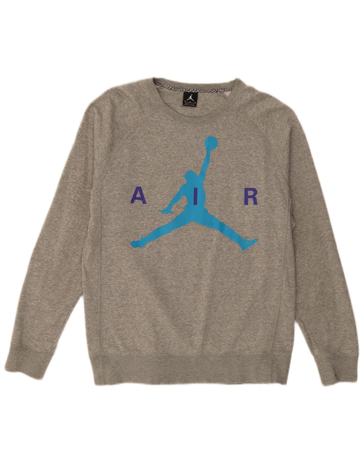 Felpa con grafica Jordan da uomo in cotone grigio medio