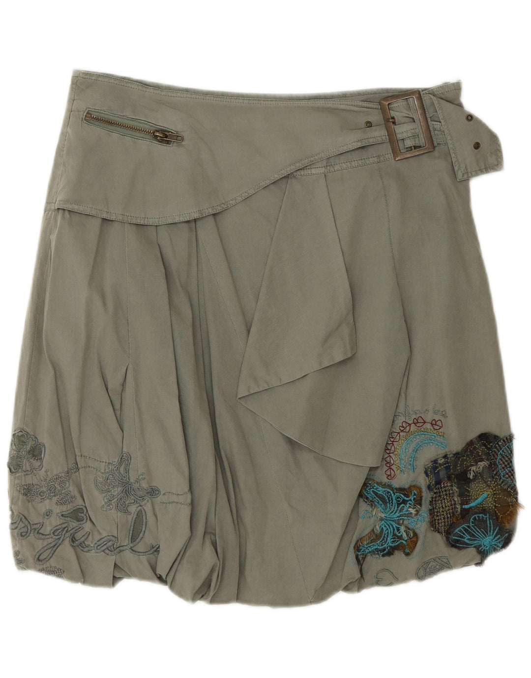 Gonna a palloncino Desigual da donna W30 media kaki floreale