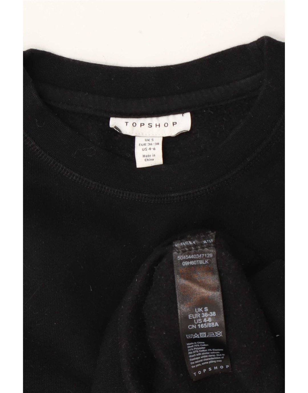 Topshop Felpa oversize da donna Maglione UK 10 Piccolo cotone nero