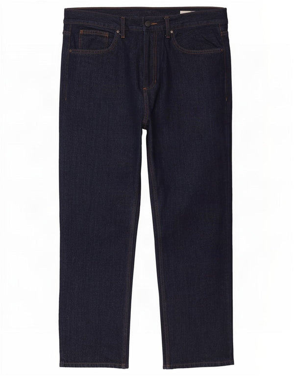 Jeans dritti regolari da uomo Marks & Spencer W36 L29 cotone blu navy