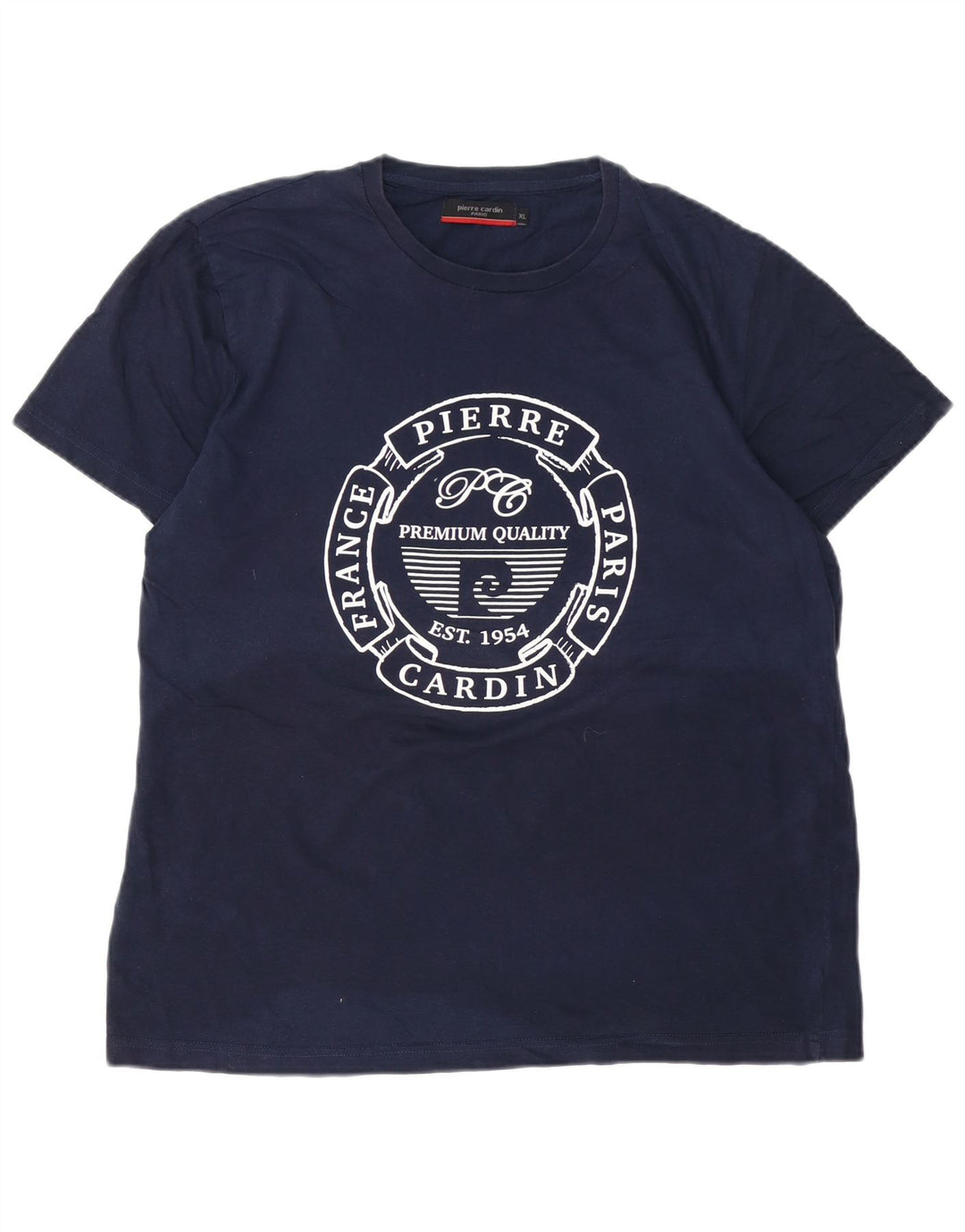 PIERRE CARDIN T-shirt grafica da uomo Top XL in cotone blu navy