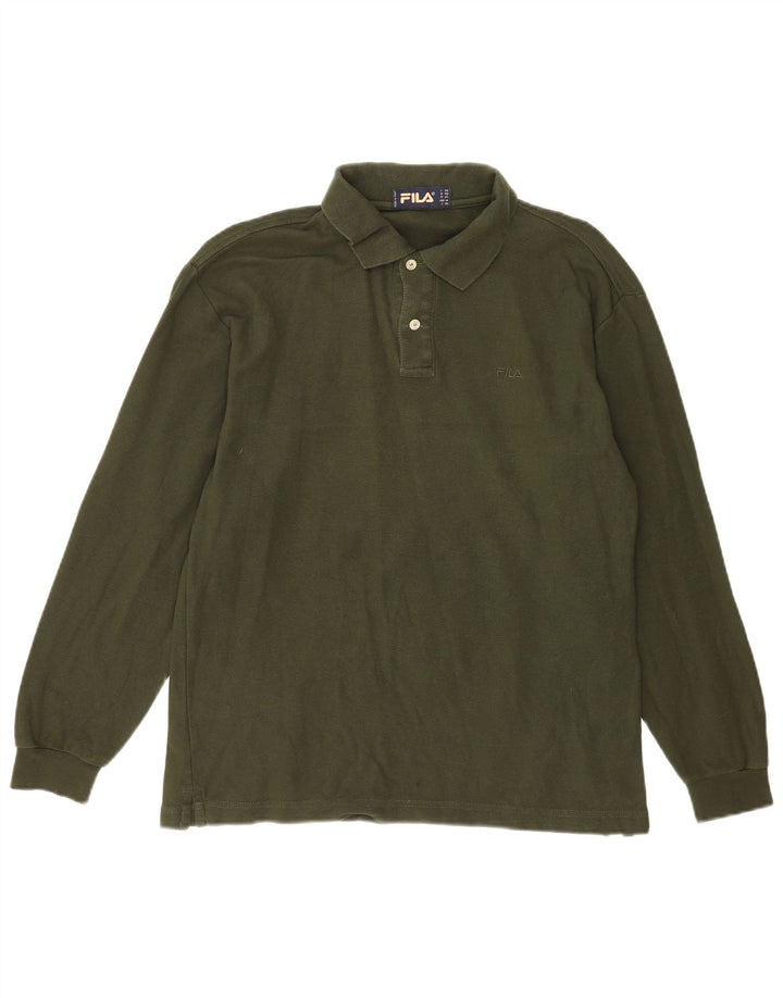 Polo Fila Uomo Manica Lunga IT 50 Cotone Verde Medio