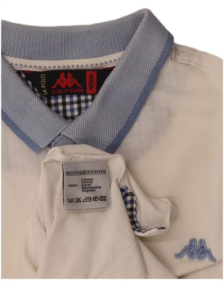 Polo Kappa da uomo in cotone color block bianco medio