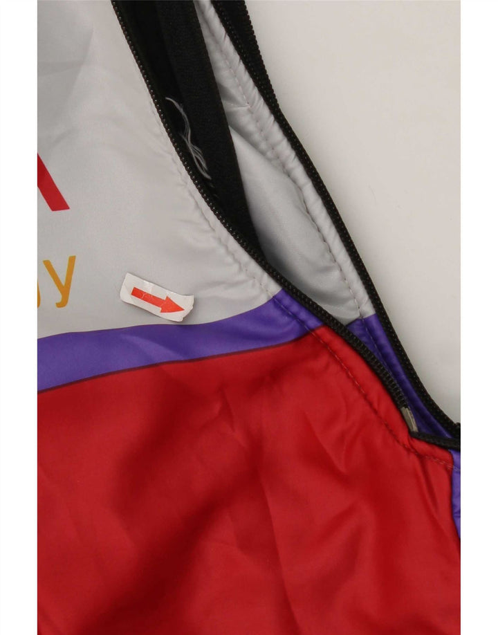 Giacca da ginnastica grafica da uomo vintage con motivo color block medio multicolore