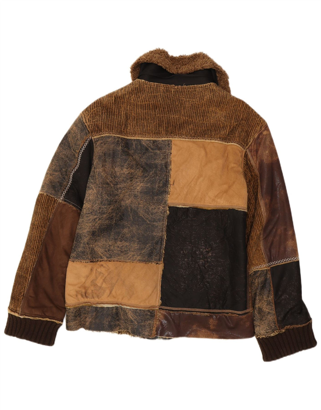 Giacca Sherpa da uomo ENERGIE UK 40 Grande cotone patchwork marrone