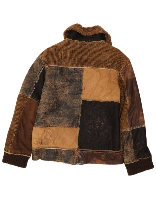 Giacca Sherpa da uomo ENERGIE UK 40 Grande cotone patchwork marrone