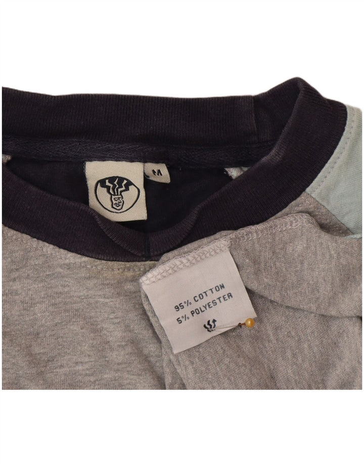 Fat Face Top da uomo a maniche lunghe in cotone color block grigio medio