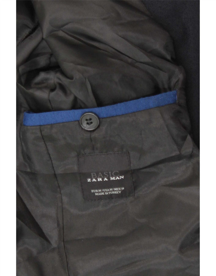 Giacca blazer da uomo a 2 bottoni Zara UK 38 poliestere blu navy medio