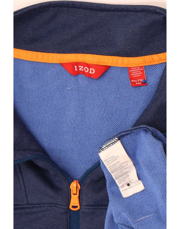 Felpa da uomo con collo con zip Izod, 2XL, poliestere blu navy