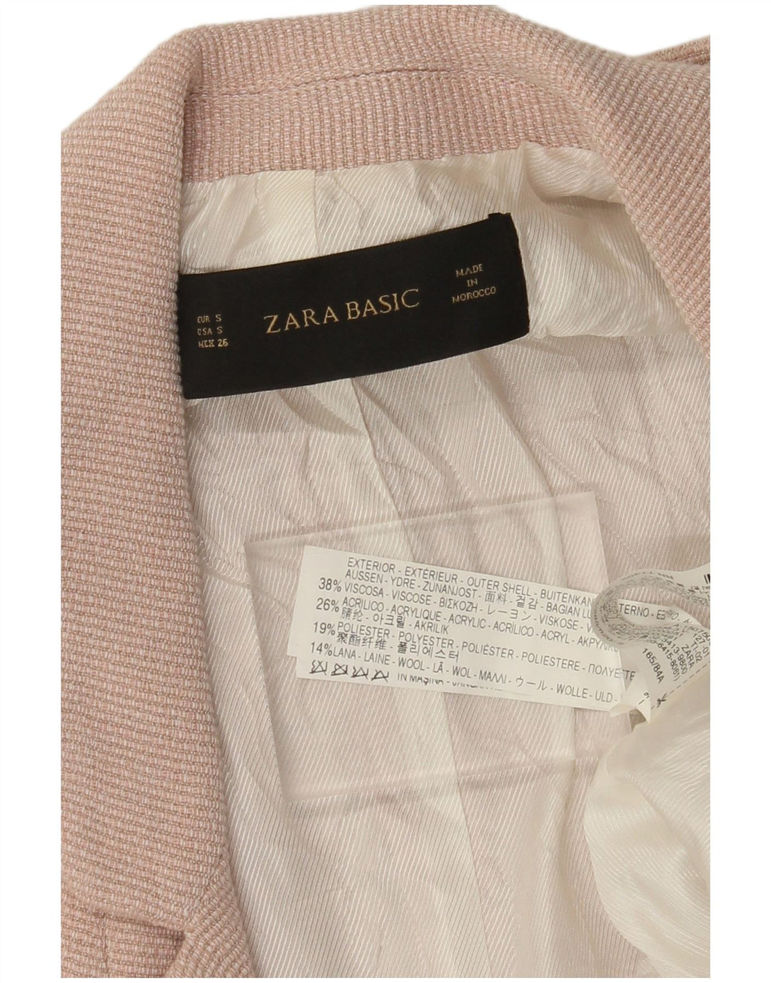 Giacca Blazer ZARA da Donna Oversize con Maniche a 3/4 Aperte UK 10 Small Rosa