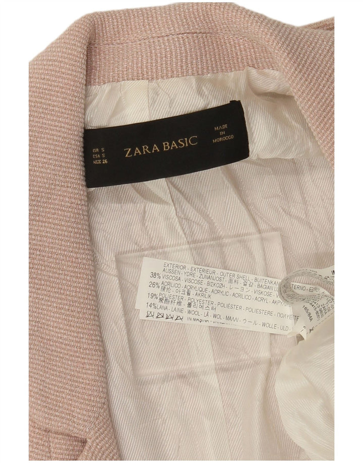 Giacca Blazer ZARA da Donna Oversize con Maniche a 3/4 Aperte UK 10 Small Rosa