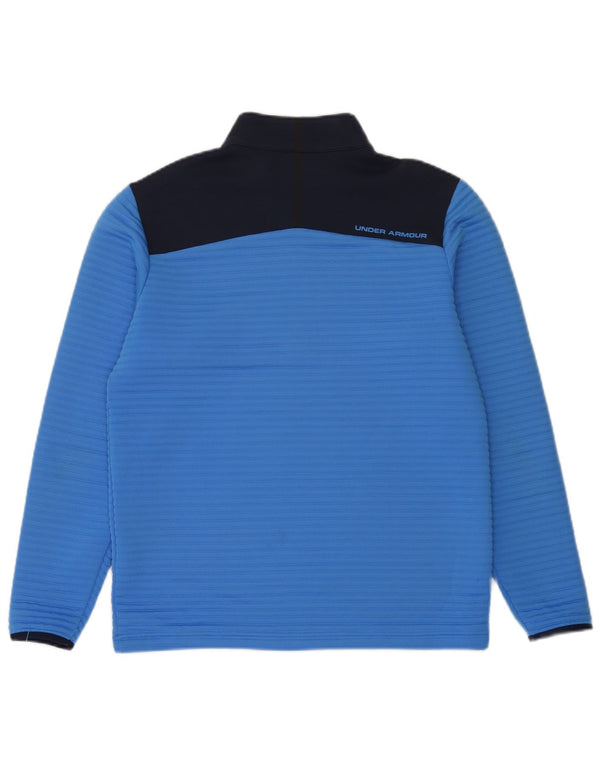 Under Armour Uomo Cold Gear Pullover Tuta Top Blu Medio Colorblock
