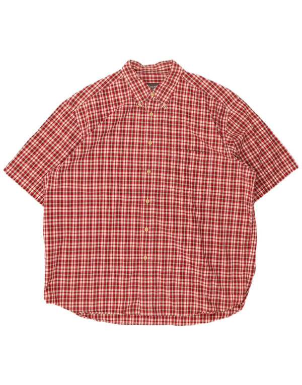 EDDIE BAUER Camicia a maniche corte da uomo XL in cotone a quadri rossi
