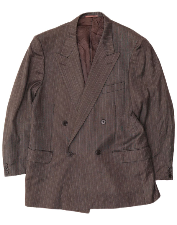 JAEGER Giacca blazer doppiopetto da uomo IT 54 2XL Lana gessata grigia